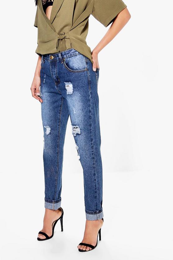 Hatty High Rise Distressed Boyfriend Jeans